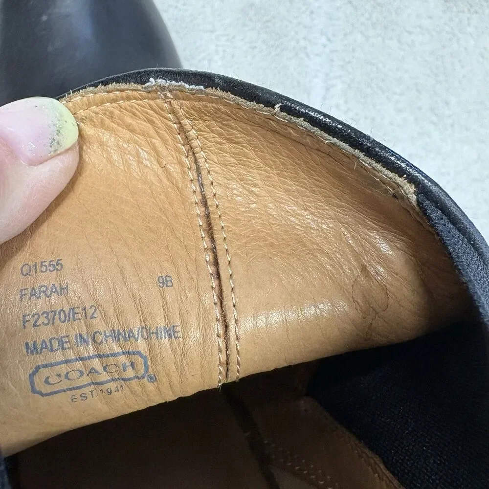 Coach Farah Wedge Ankle Boots Black Leather Chelsea Style Women’s Size 9B - Picture 8 of 8